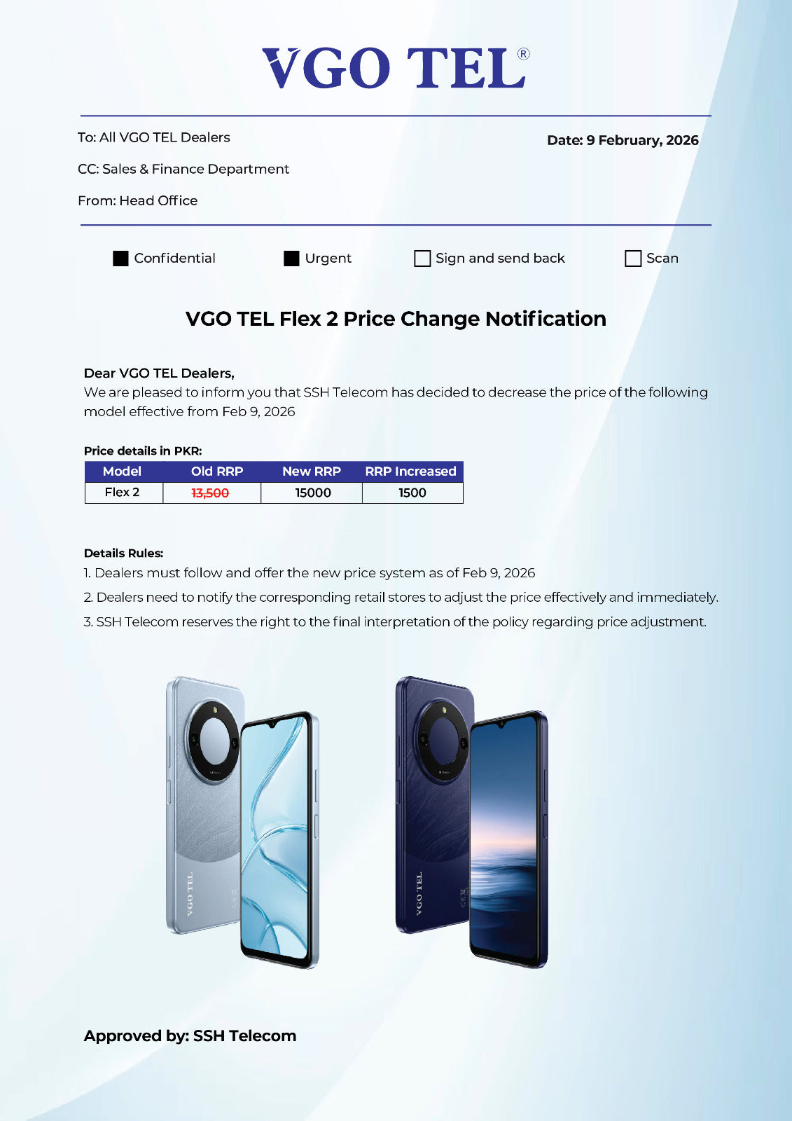 VGO TEL ANNOUNCES UPDATED PRICING FOR VGO TEL FLEX 2 IN PAKISTAN